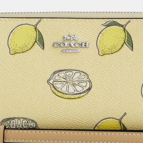 🍋 Coach Long Zip Around Wallet With Lemon Print - Picture 4 of 8